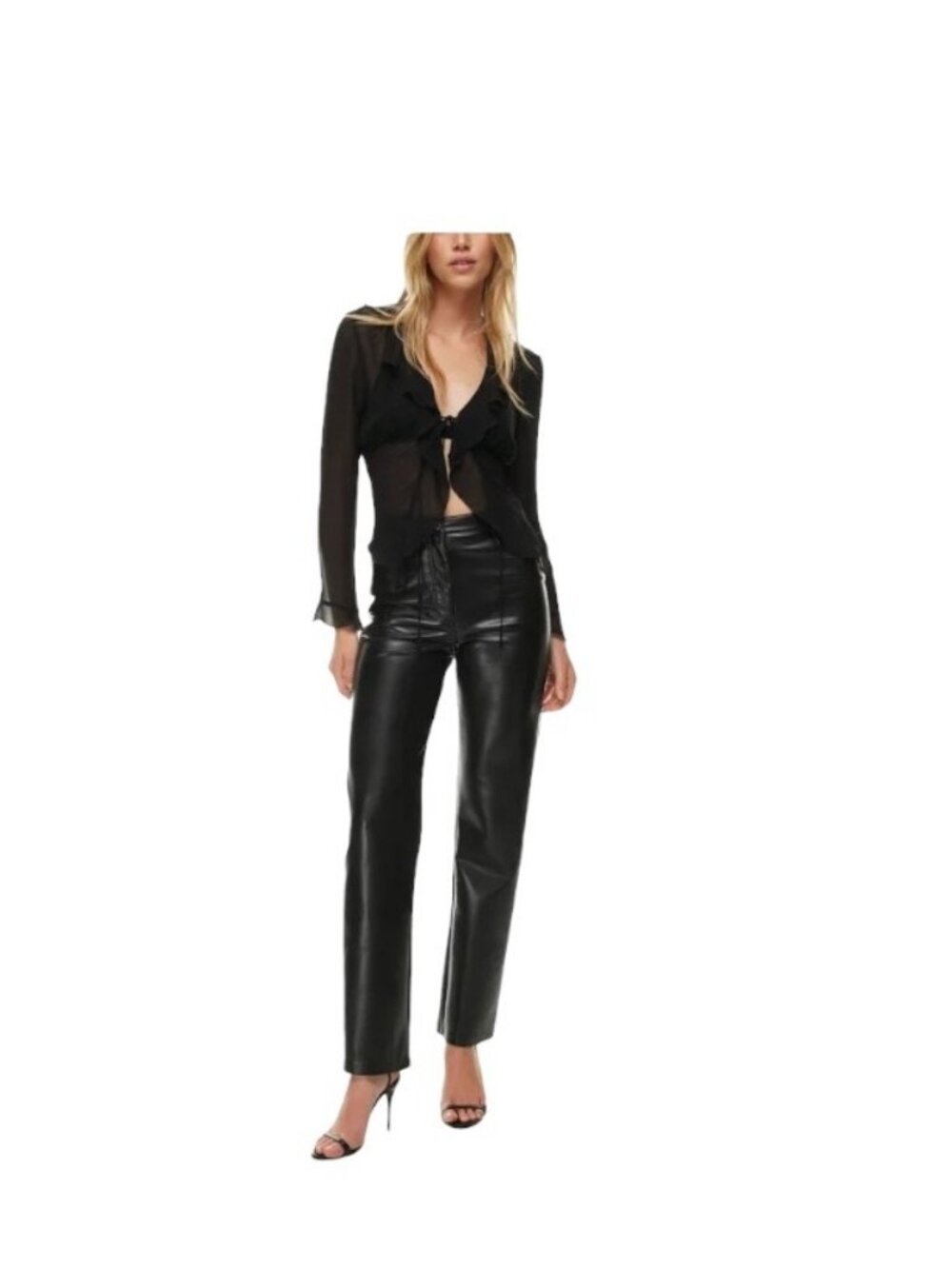 Wilfred Aritzia Melania Faux Leather Pants Black Size 4 Minimalist Classic Sexy